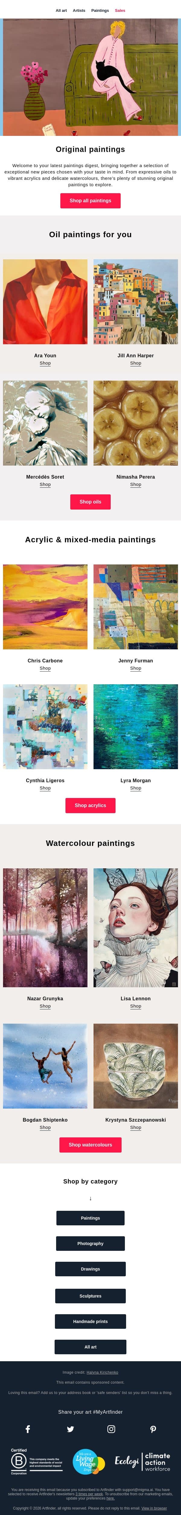 Paintings made for you ❤️🔥 email from Artfinder screenshot