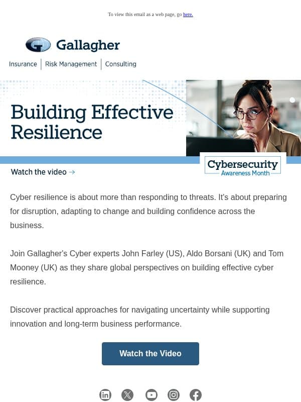 The New Cyber Reality: Building Effective Resilience email from Arthur J. Gallagher & Co.