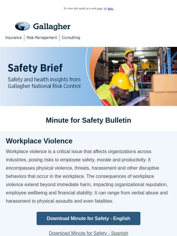 Safety Brief – October 2026 email from Arthur J. Gallagher & Co.