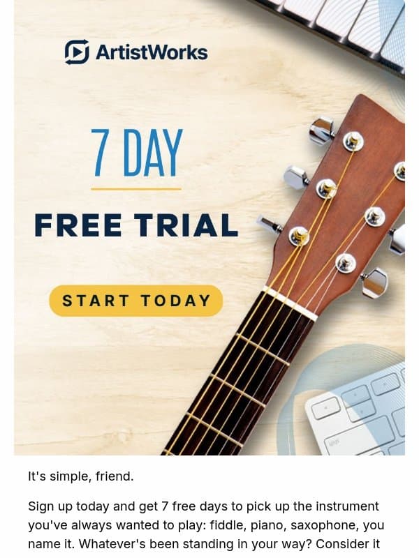 7 days, totally free. email from ArtistWorks