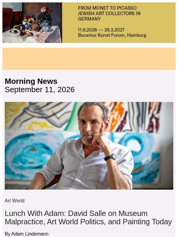 David Salle on What Museums Get Wrong email from Artnet