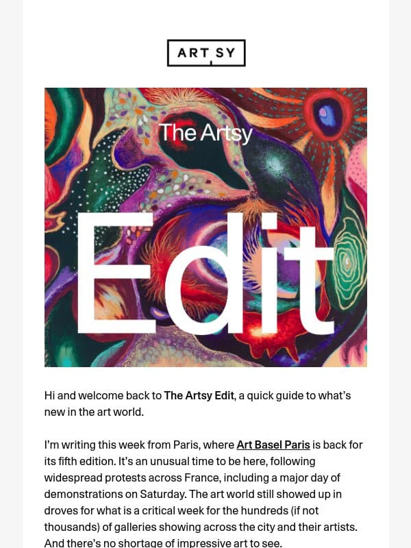 The Artsy Edit | The best booths at Art Basel Paris email from Artsy