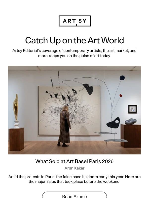 What Sold at Art Basel Paris 2026 email from Artsy