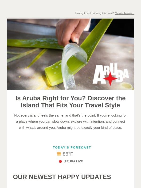 Is Aruba your kind of island? Find out email from Aruba Tourism Authority