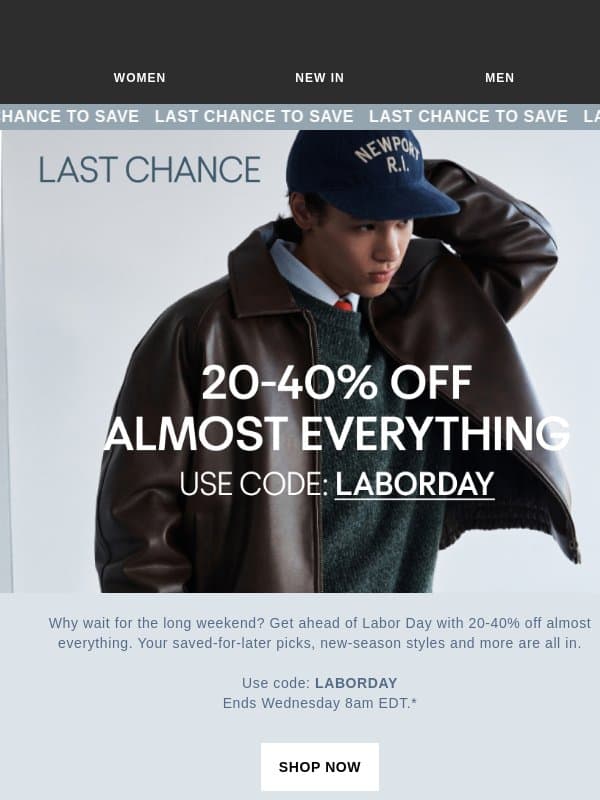Last chance: 20-40% off almost everything π¨ email from ASOS