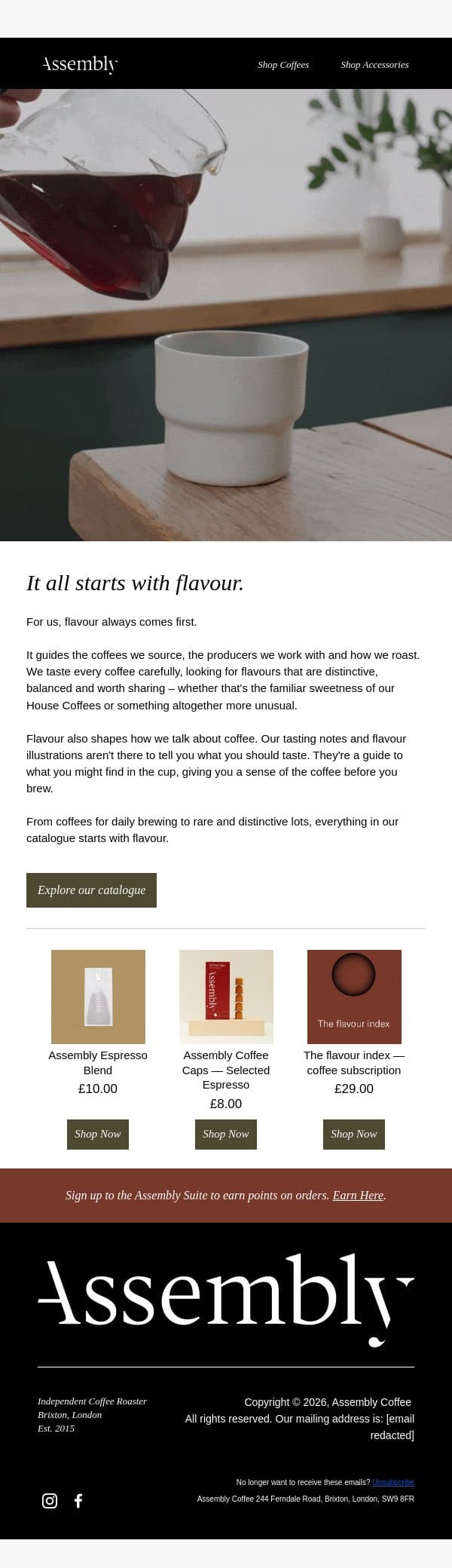Flavour first, always email from Assembly Coffee screenshot