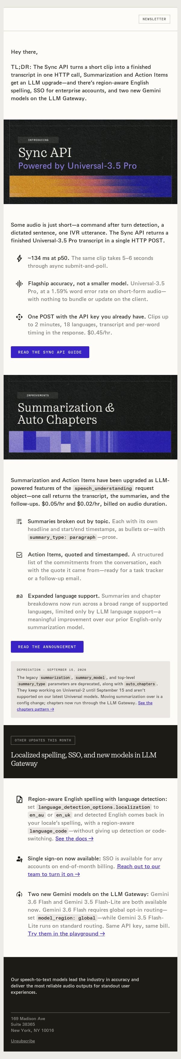 🎙️ new from assemblyai | august 2026 email from AssemblyAI screenshot