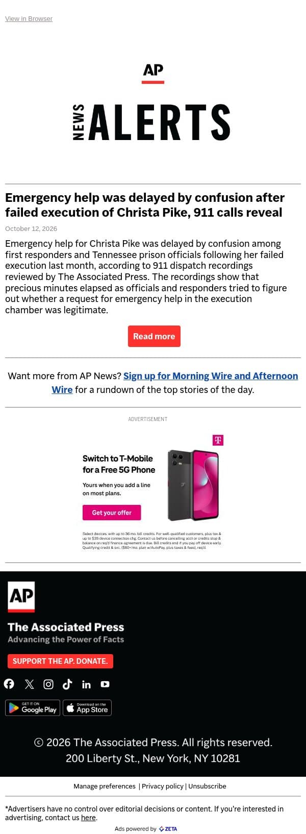 Emergency help was delayed by confusion after failed execution of Christa Pike, 911 calls reveal email from Associated Press screenshot