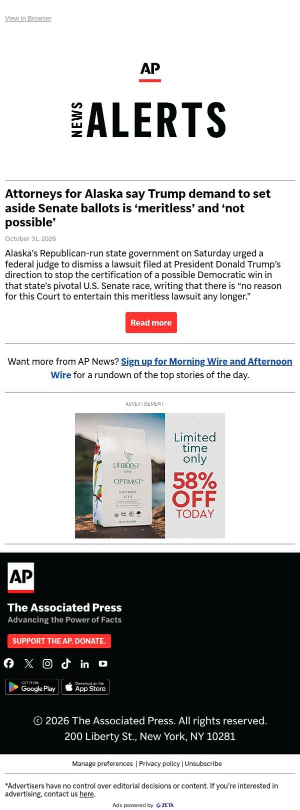 Attorneys for Alaska say Trump demand to set aside Senate ballots is ‘meritless’ and ‘not possible’ email from Associated Press screenshot