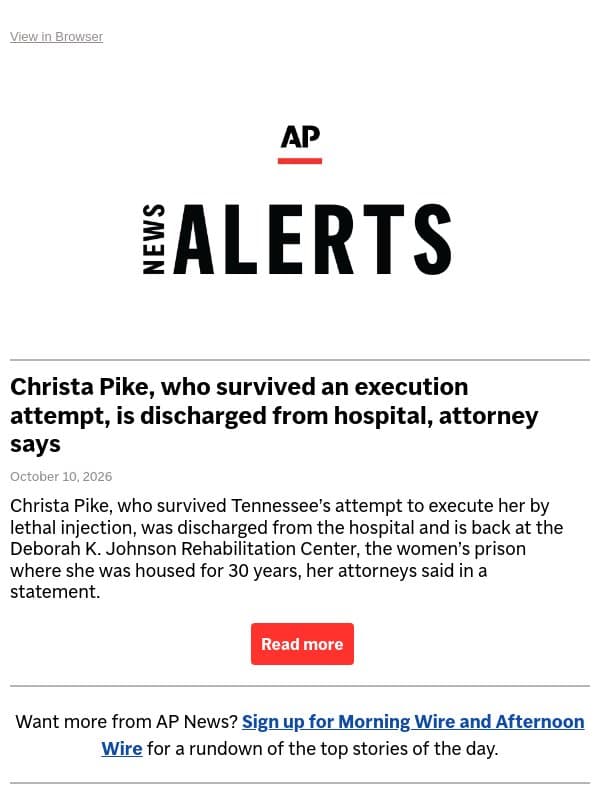 Christa Pike, who survived an execution attempt, is discharged from hospital, attorney says email from Associated Press
