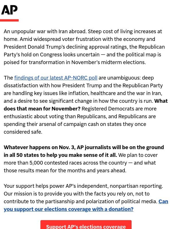 The political map is poised for transformation this November email from Associated Press