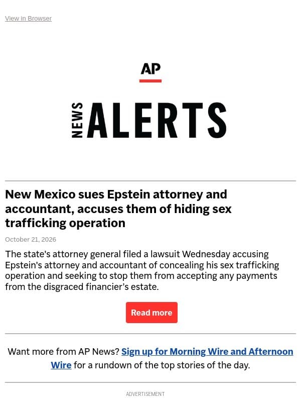 New Mexico sues Epstein attorney and accountant, accuses them of hiding sex trafficking operation email from Associated Press