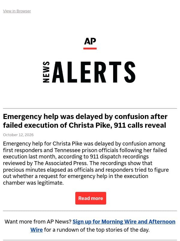 Emergency help was delayed by confusion after failed execution of Christa Pike, 911 calls reveal email from Associated Press