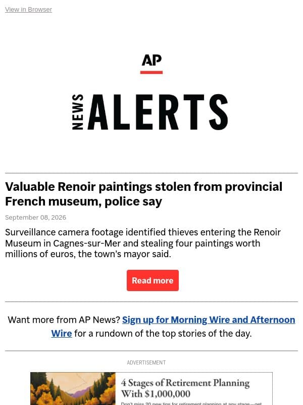 Renoir paintings stolen from provincial French museum email from Associated Press