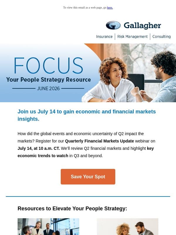 Join us July 14 to gain economic and financial markets insights. email from Assured Partners