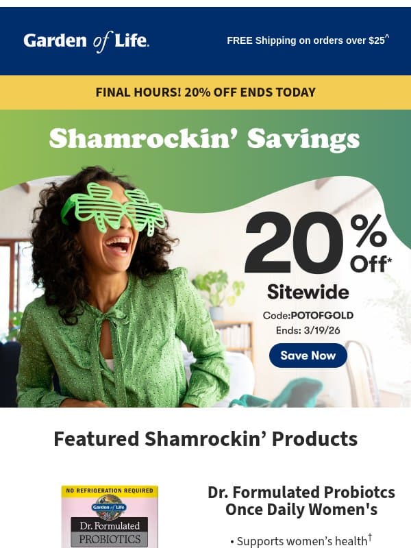 LAST CHANCE! 20% Off Sitewide Ends Today email from Athletic Greens