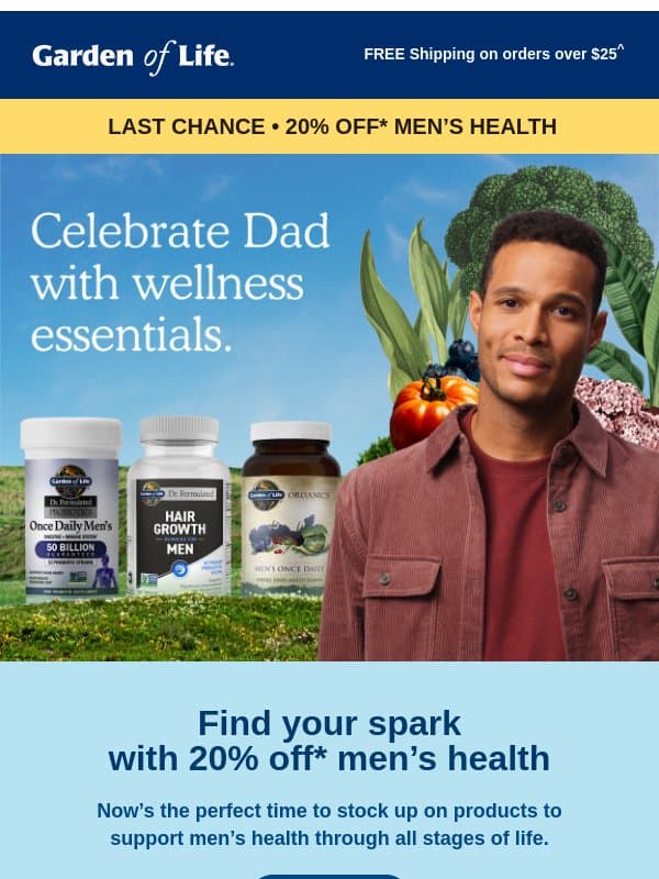 LAST CHANCE! 20% Off Men’s Health Ends Today! email from Athletic Greens