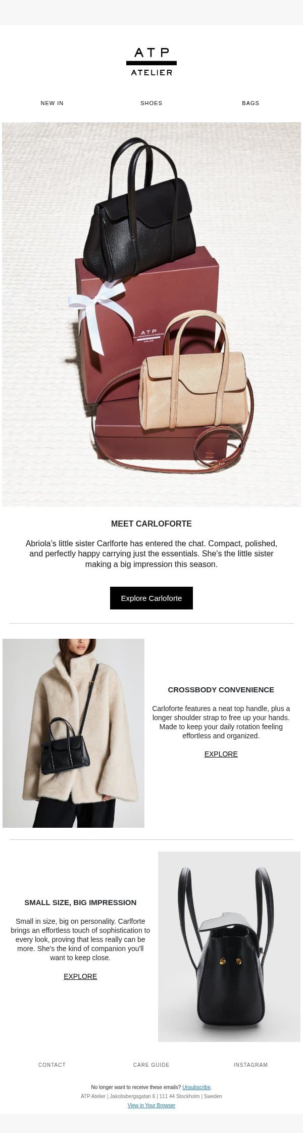 Meet Carloforte email from ATP Atelier screenshot