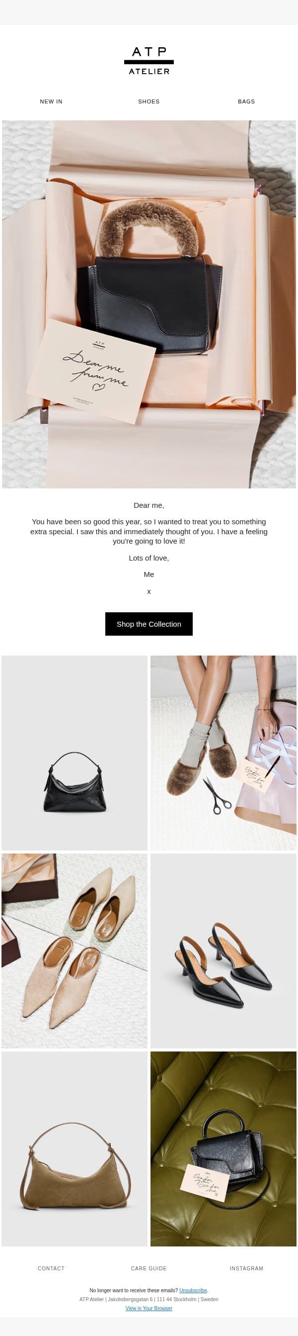 Self-Gifting Season email from ATP Atelier screenshot
