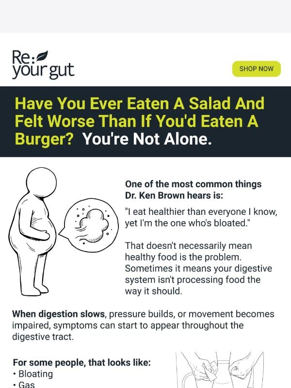 Have you ever eaten a salad and felt worse than a burger? email from Atrantil
