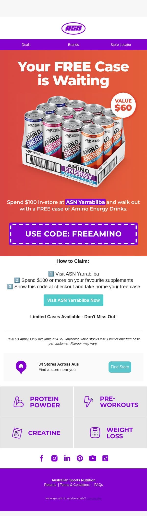 Here's Your Exclusive Prize! π email from Australian Sports Nutrition screenshot