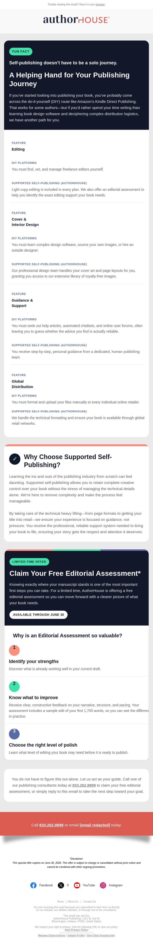 Still exploring your publishing options? email from AuthorHouse screenshot