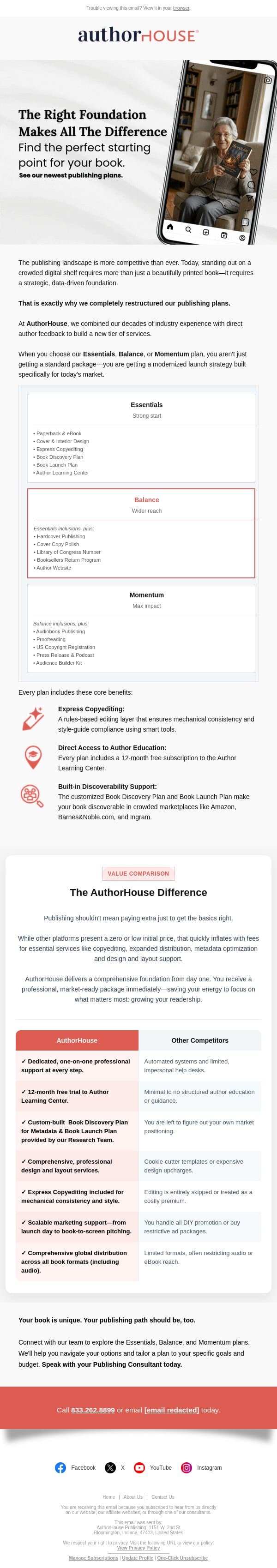 What’s actually missing from most publishing plans? email from AuthorHouse screenshot