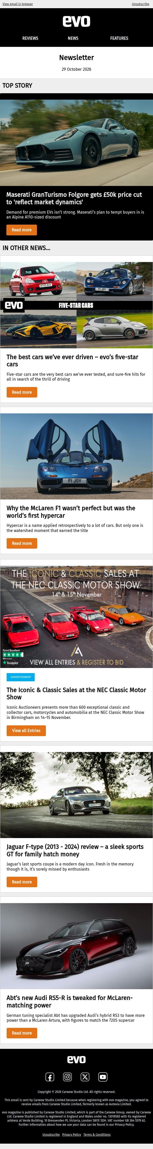 Maserati's chopped its EV price by £50k email from Auto Express screenshot
