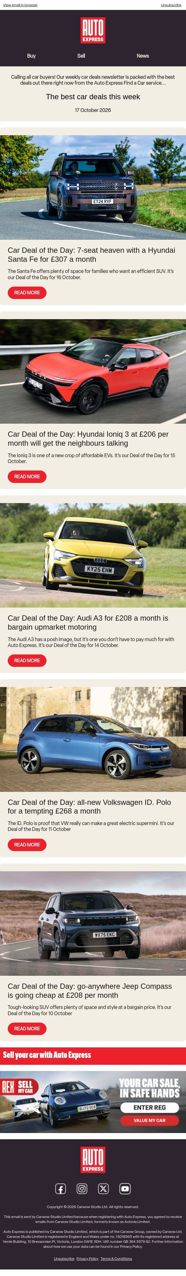 ๐ A super 7-seater steal! ๐ email from Auto Express screenshot