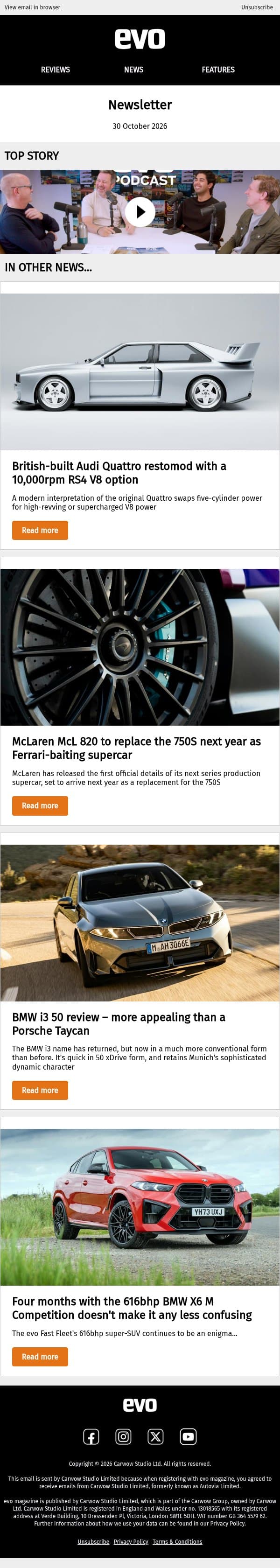 evo podcast | Dickie's conspiracy on the Porsche Mission S email from Auto Express screenshot