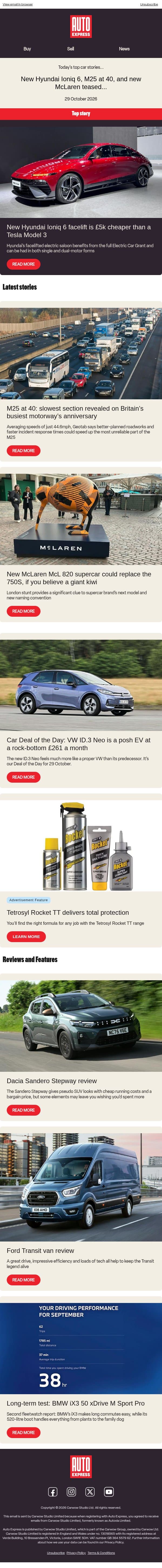 Hyundai undercuts Tesla email from Auto Express screenshot