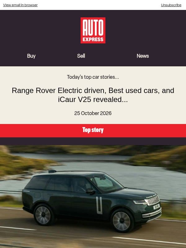 The greatest Range Rover? email from Auto Express