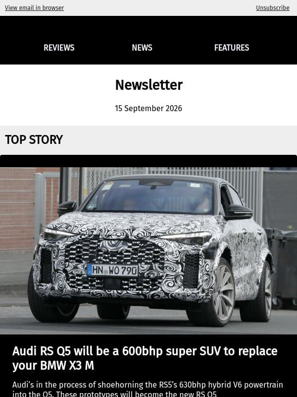 Audi's 600bhp RS Q5 is gearing up for launch email from Auto Express