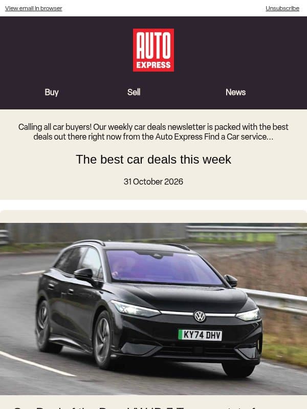👻 Frightfully cheap VW deal 👻 email from Auto Express