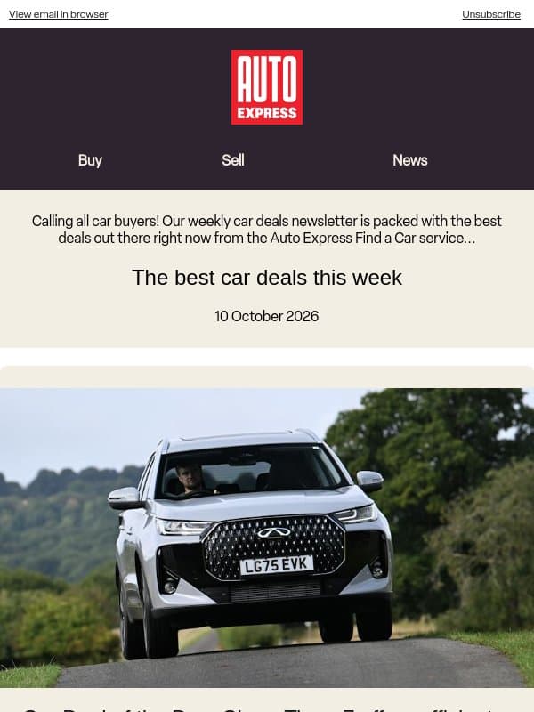 🍒 A sweet Chery deal 🍒 email from Auto Express