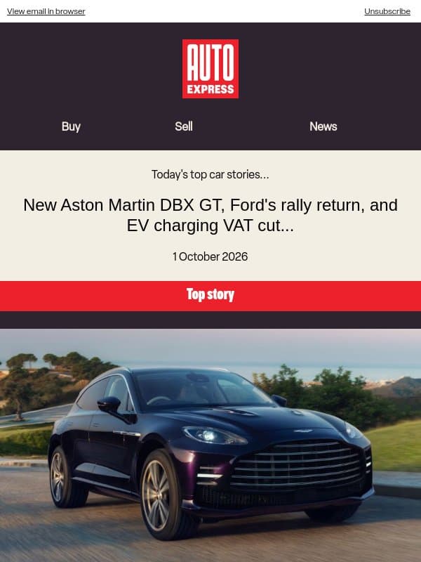 Aston's ultimate DBX? email from Auto Express