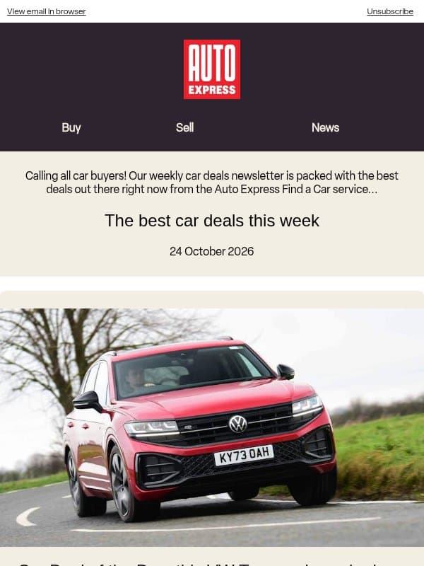 🚗 Top-tier Touareg deal 🚗 email from Auto Express