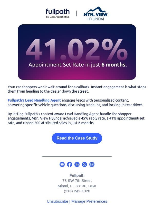 An AI agent that closed 200 sales. email from AutoLeadStar screenshot
