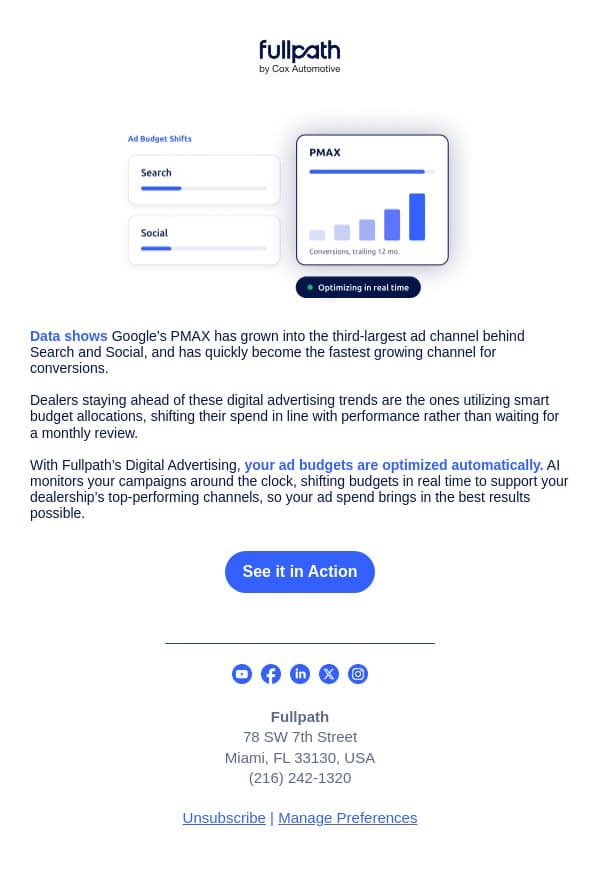 Real time budget shifts just hit different. email from AutoLeadStar screenshot