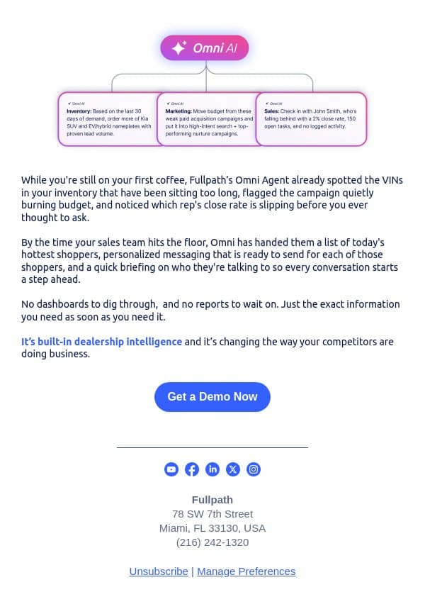 Your morning with Omni: email from AutoLeadStar screenshot