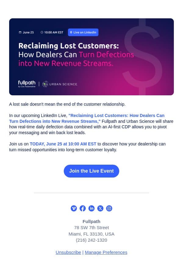 Here’s how to turn lost leads into revenue: email from AutoLeadStar screenshot