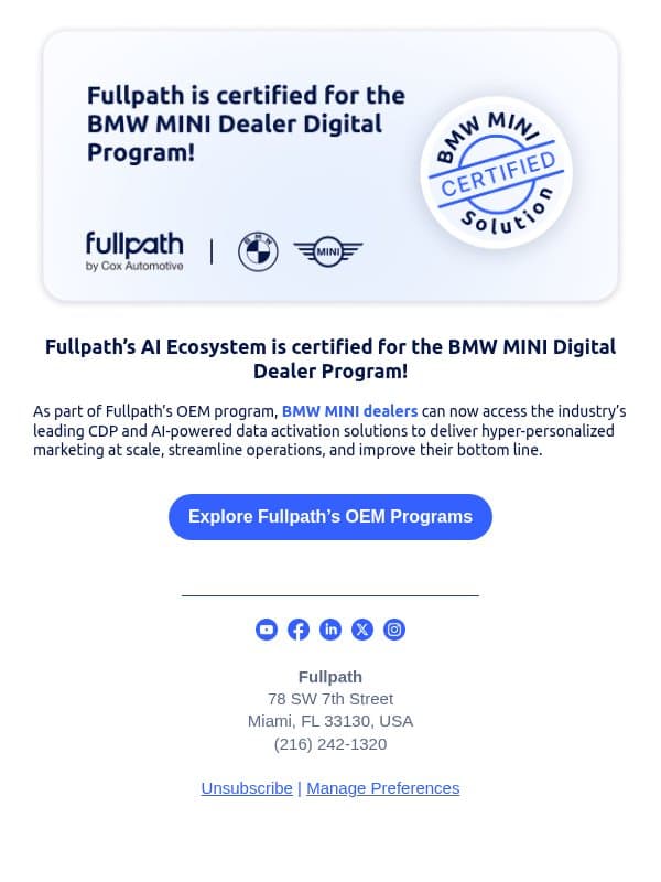 We’ve got a brand new OEM partner! email from AutoLeadStar