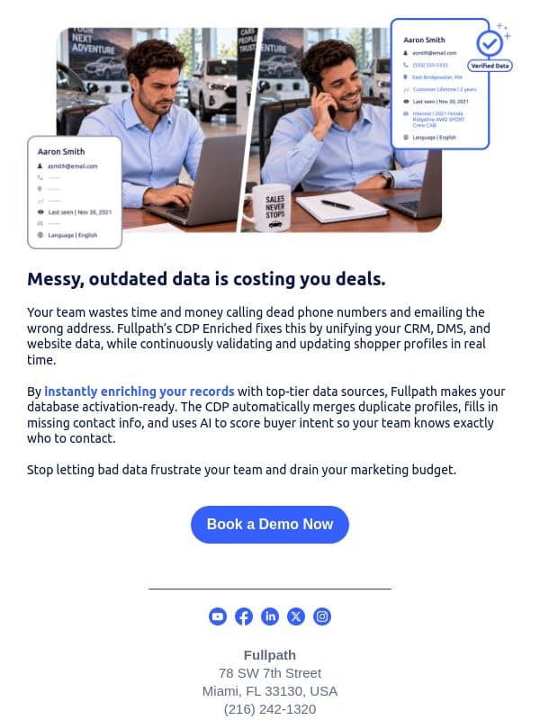 How many sales has outdated data cost you? email from AutoLeadStar