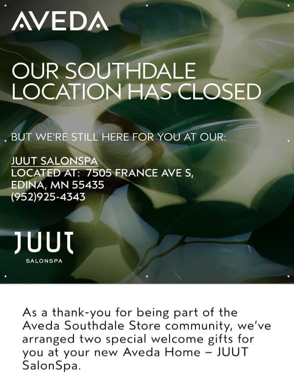 🌿 Your Welcome Gift Awaits: A Complimentary Aveda Salon Experience email from Aveda