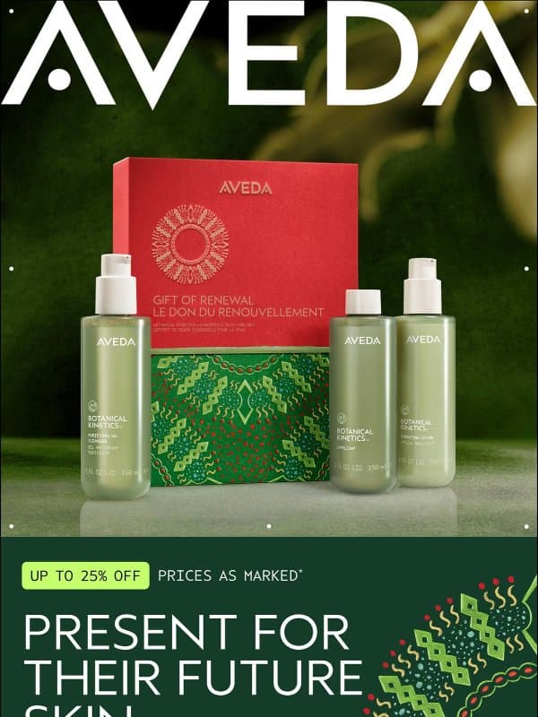 We put skin care in a gift set email from Aveda