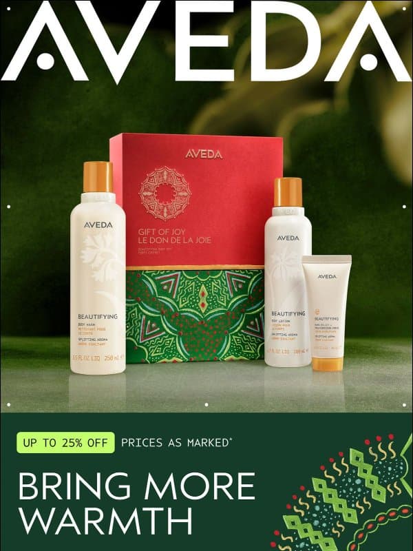 A gift to uplift their senses and season email from Aveda