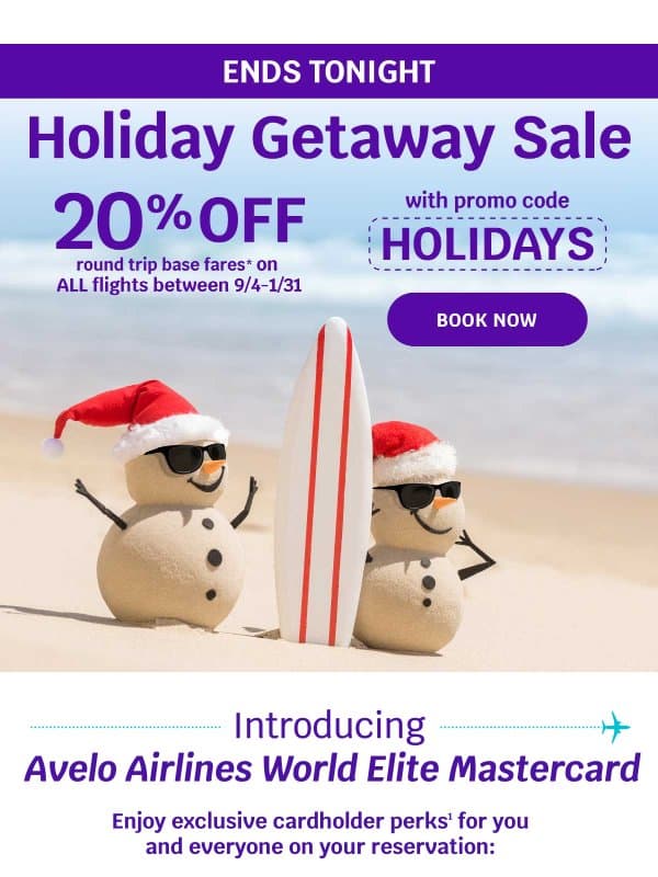 ❄️ Final Day: Use Your HOLIDAYS Promo Code email from Avelo Airlines