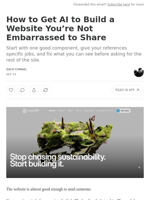 How to Get AI to Build a Website You’re Not Embarrassed to Share email from Averi