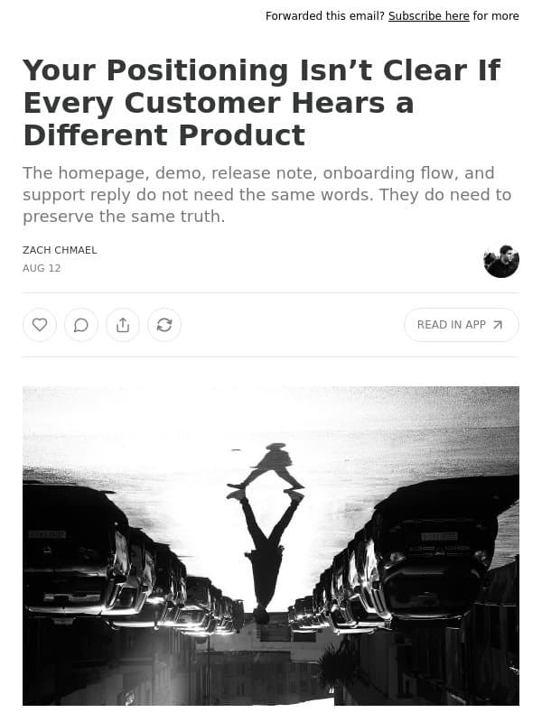 Your Positioning Isn’t Clear If Every Customer Hears a Different Product email from Averi
