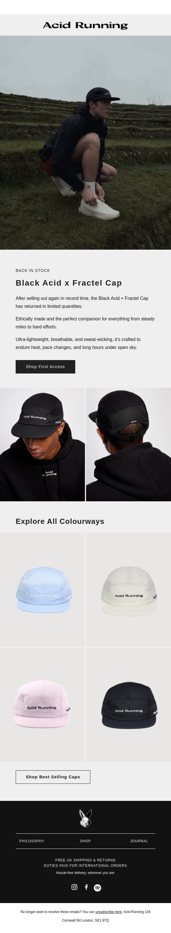 RESTOCKED: All Time Best Selling Cap email from Aware Super screenshot